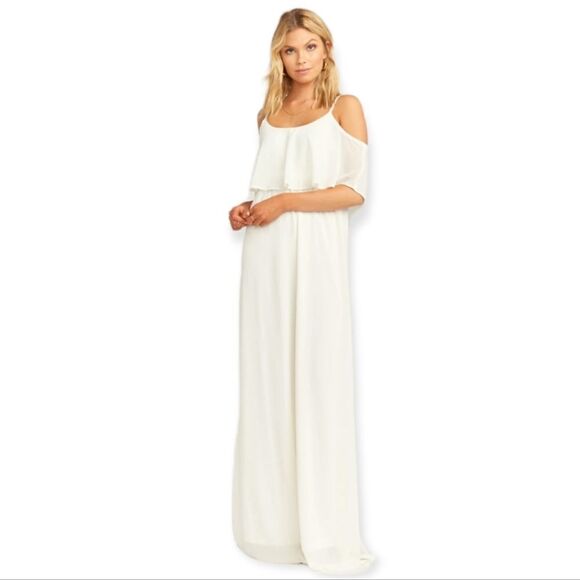 Show Me Your MuMu Dresses & Skirts - Show Me Your Mumu Caitlin Ruffle Maxi Dress Size Small White / Ivory